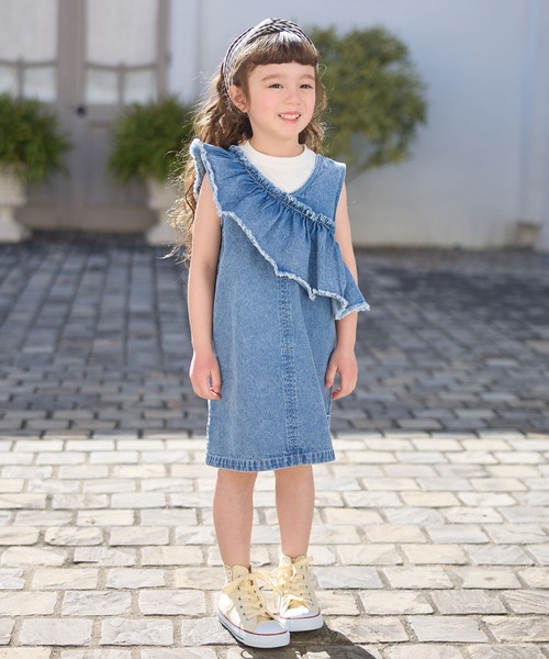 Piet ジャンパースカート 「綿100%」フリルデニム キッズ 子供服