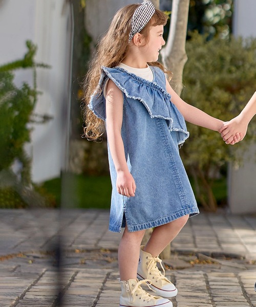 Piet ジャンパースカート 「綿100%」フリルデニム キッズ 子供服