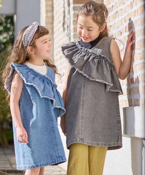 Piet ジャンパースカート 「綿100%」フリルデニム キッズ 子供服
