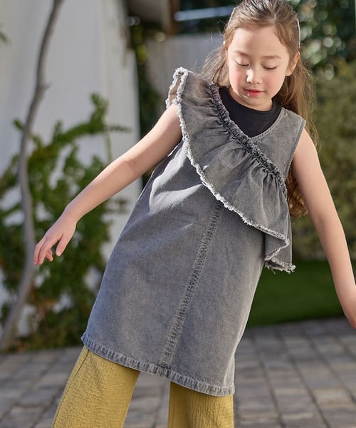 comme des garçon girl デニムフリルジャンパースカート コムデギャルソンガール デニム ジャンパースカート フリル xs