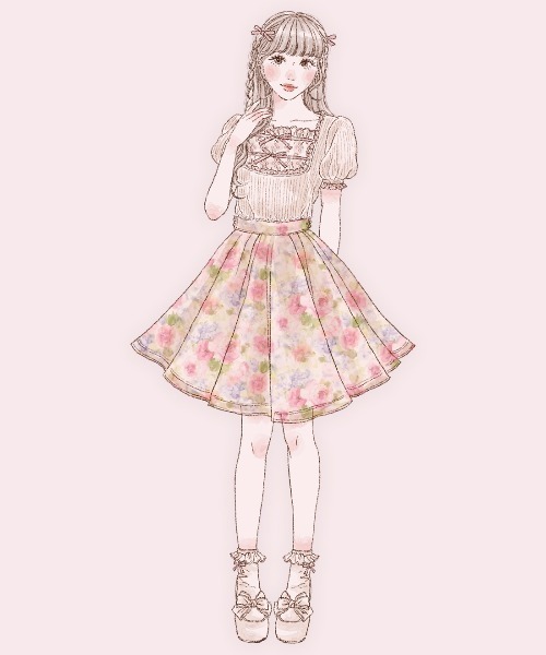 mellfy memory Dreamy flower garden スカート Dreamy flower garden スカート（スカート）｜mellfy memory