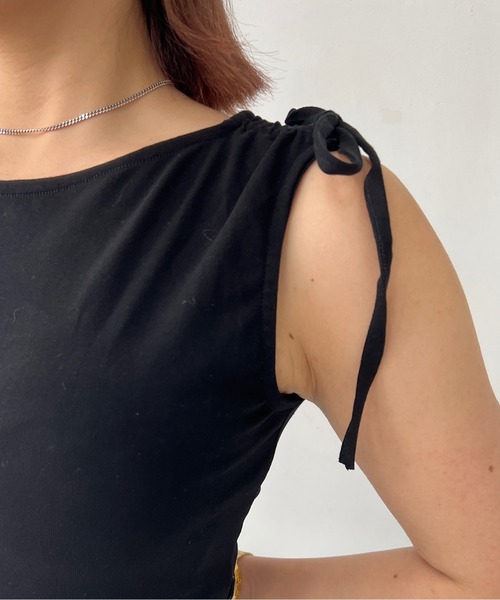 ワンピース ドローストリング ノースリーブミニワンピース FX25L037