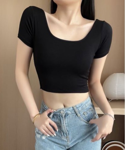 WEGO tシャツ WEGO/バッククロスクロップド丈カップ付きミニT
