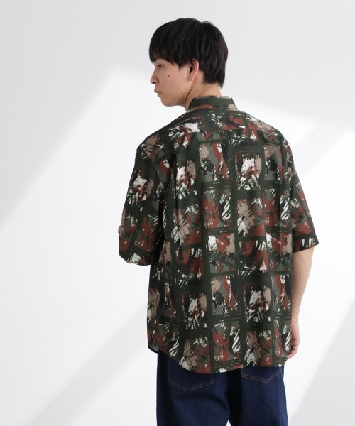 NANO universe（ナノ・ユニバース） シャツ アート柄シャツ 半袖