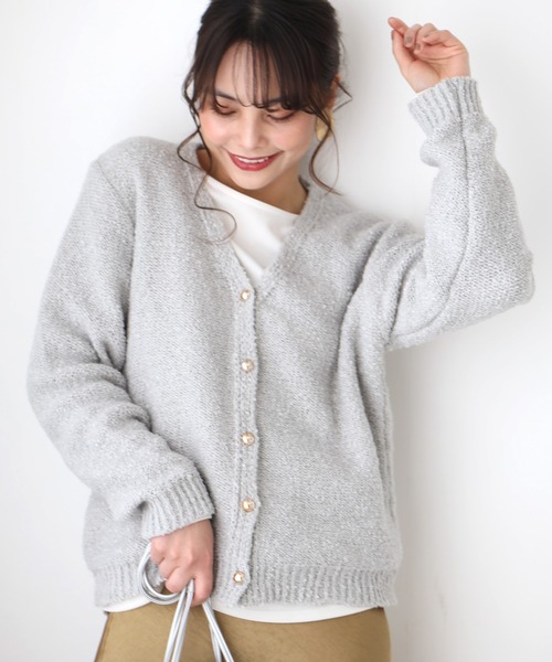 カーディガン ふわっと明るく時短でオシャレぽこぽこニットカーデ レディース Ehre style カーディガン ふわっと明るく時短でオシャレぽこぽこ