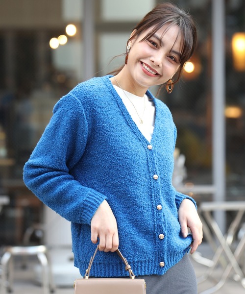 カーディガン ふわっと明るく時短でオシャレぽこぽこニットカーデ レディース Ehre style カーディガン ふわっと明るく時短でオシャレぽこぽこ