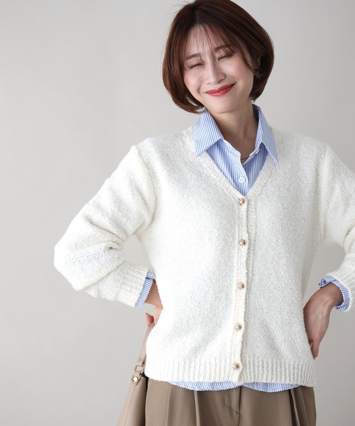 カーディガン ふわっと明るく時短でオシャレぽこぽこニットカーデ レディース Ehre style カーディガン ふわっと明るく時短でオシャレぽこぽこ