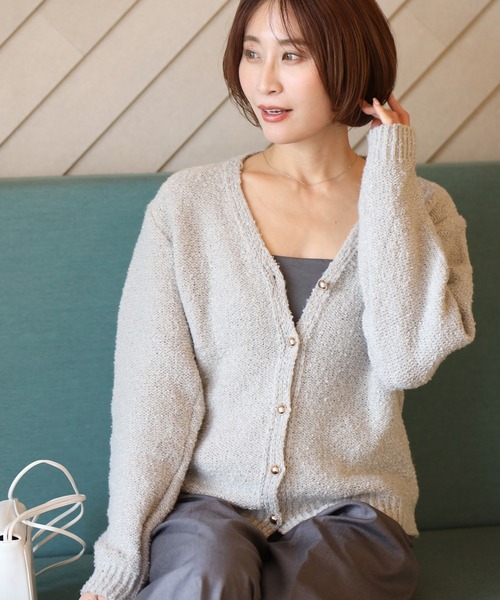 カーディガン ふわっと明るく時短でオシャレぽこぽこニットカーデ レディース Ehre style カーディガン ふわっと明るく時短でオシャレぽこぽこ