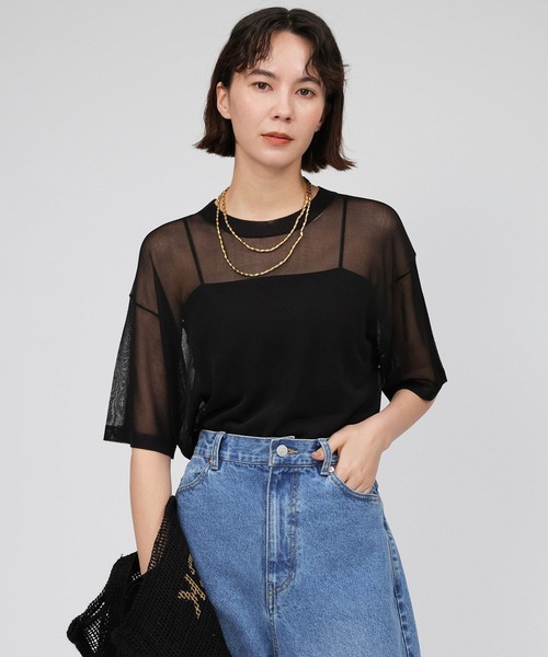 tシャツ シアーニットTシャツ レディース