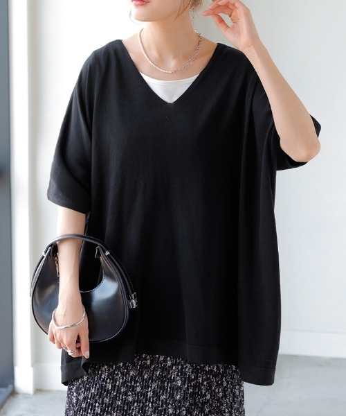 HUG.U（ハグユー） ニット セーター 爽やか オーバーサイズVネック