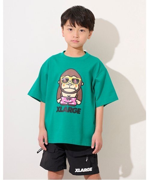 夏セール新品XLARGE KIDS渦半袖Tシャツ& 総柄ショートパンツ上下セット 配色ロゴ半袖T+ショートパンツセット（セットアップ） | XLARGE