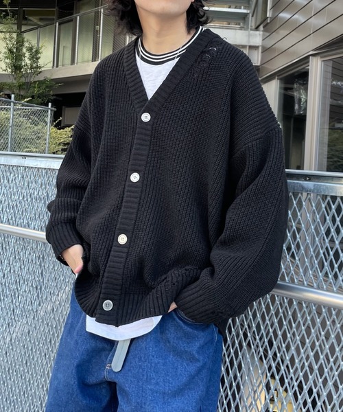 「WHO'S WHO gallery」 ニットカーディガン FREE ブラック メンズ_画像2