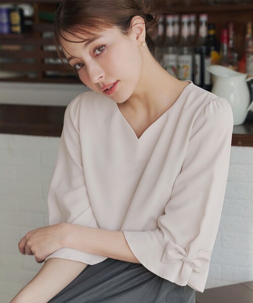 ブラウス シャツ 「大きいサイズ」リボンフレアスリーブブラウス レディース