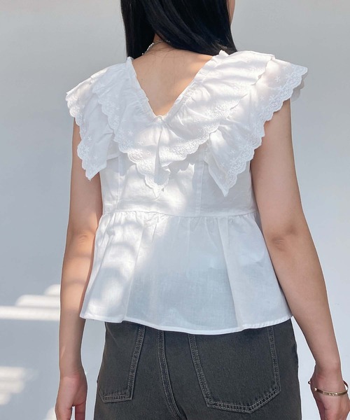 ブラウス シャツ レースフレンチスリーブティアードブラウス レディース AS KNOW ブラウス シャツ ○フレンチスリーブ レース ティアード