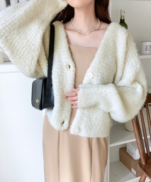 「mily bilet」 ニットカーディガン X-LARGE ライトパープル レディース_画像6