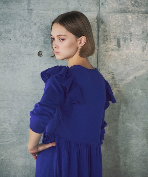 「ELFRANK」 ニットワンピース FREE ブルー レディース_画像2