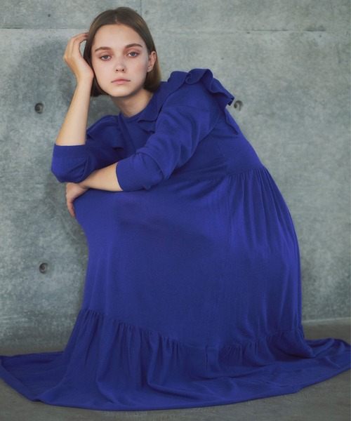 「ELFRANK」 ニットワンピース FREE ブルー レディース_画像3