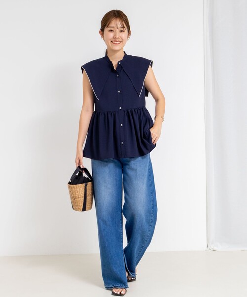 「NOLLEY'S」 半袖ブラウス 38 ネイビー レディース NOLLEY'S 「NOLLEY'S」 半袖ブラウス 38 ネイビー レディース