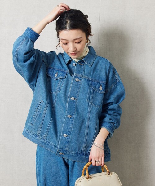 FREAK'S STORE デニムジャケット　ネイビー セール】WEB限定 ビッグシルエット デニムジャケット（デニム
