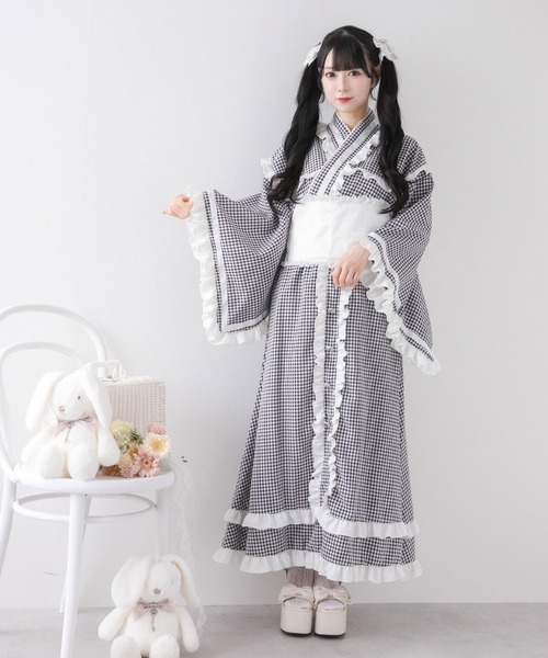 DearMyLoveRose 夢展望 ダブルリボンフリルティアード浴衣 ダブルリボンフリルティアード浴衣 – レディースファッション