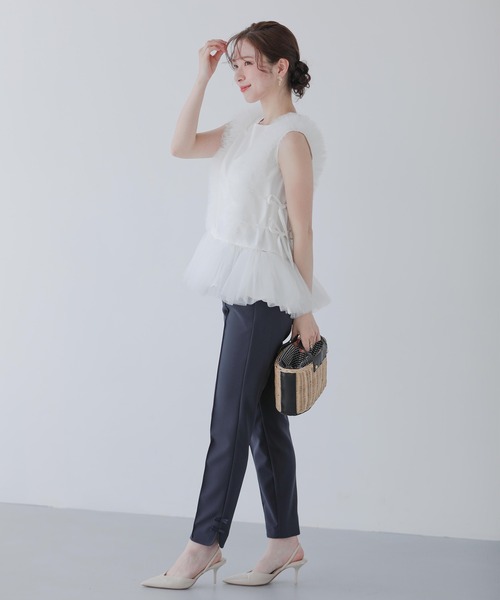 Fit more（フィットモア） ボリュームチュールフリル2wayトップス 