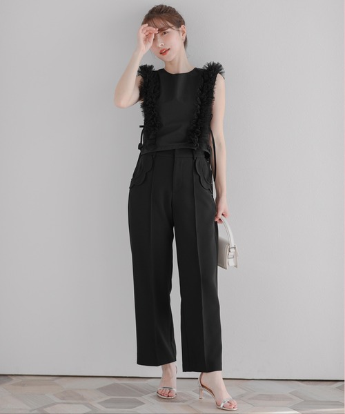 Fit more（フィットモア） ボリュームチュールフリル2wayトップス 