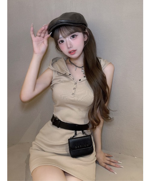 Darich ヘンリーネックフードミニワンピース ダーリッチ Darich ヘンリーネックフードミニワンピース