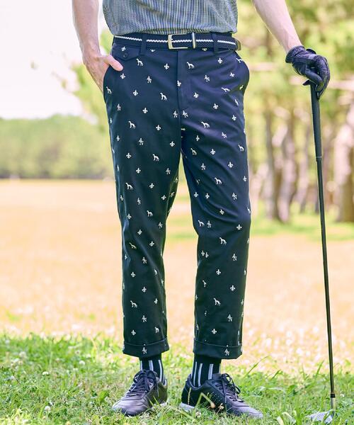 adabat - ズボン下 「新下げ札 ADABAT NAVY」エンブロイダリーモノグラムクロップドパンツ メンズ