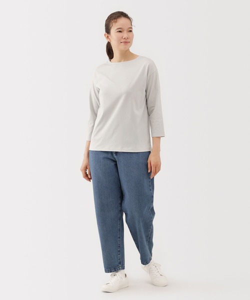 無印良品（MUJI） tシャツ 婦人 天竺編みボートネック七分袖Tシャツ
