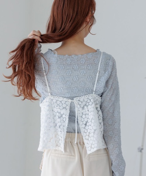 キャミソール BAD AS MAMA 編み上げショート丈キャミソール