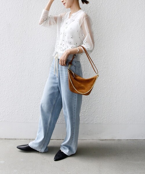 SHIPS（シップス） カーディガン 「手洗い可能」フラワー 刺繍 2WAY