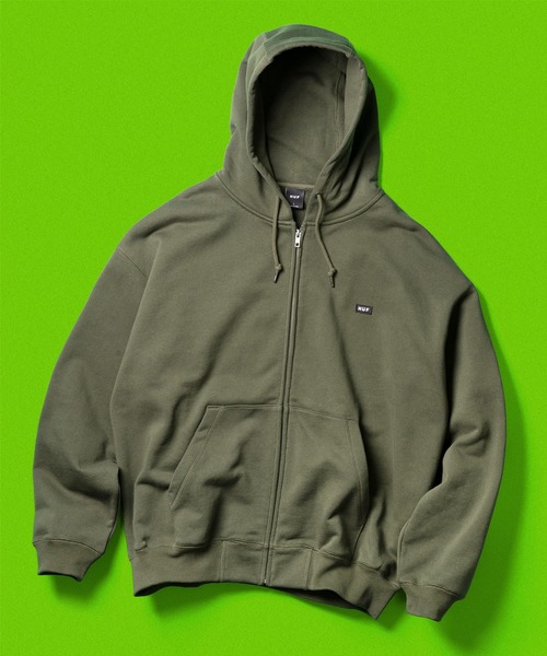 HUF（ハフ） ジップアップパーカー X-LARGE ダークグリーン メンズ
