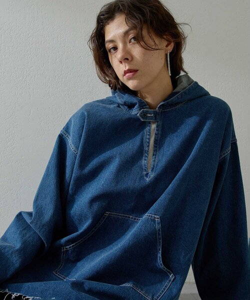 Whim Gazette デニムフーディー Whim Gazette(ウィム ガゼット)｜デニムフーディー/ブルー の通販