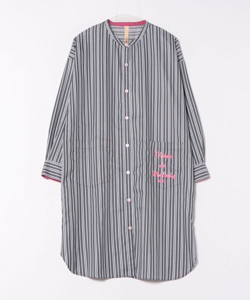 Q シャツワンピース ポケット刺繍ロングシャツ : ZOZOTOWN Yahoo!店