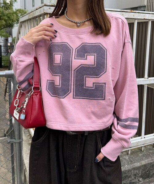 CIAOPANIC（チャオパニック） tシャツ 裾ドロストナンバリングショート