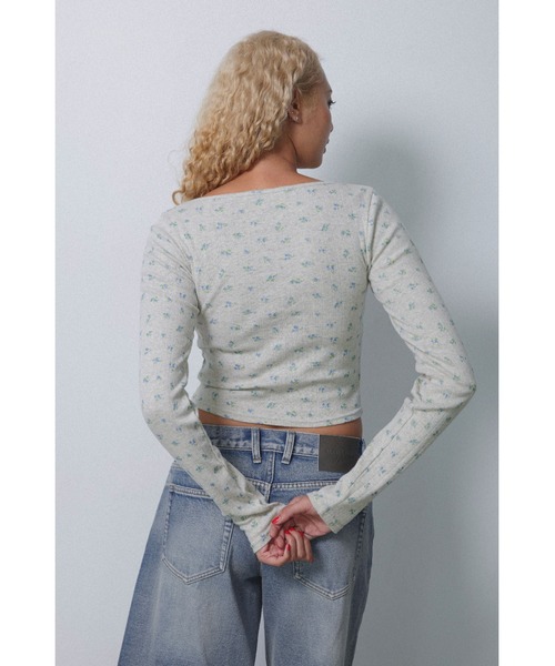 ALEXIA STAM（アリシアスタン） tシャツ Henley Neck Floral Long