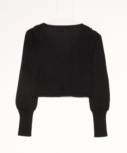 「nanette lepore」 フリルニットカーディガン S ブラック レディース_画像2