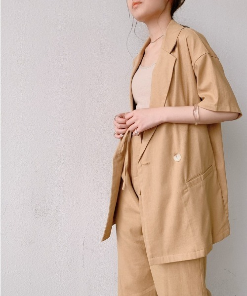 「VANNIE U」 テーラードジャケット FREE イエロー レディース_画像4