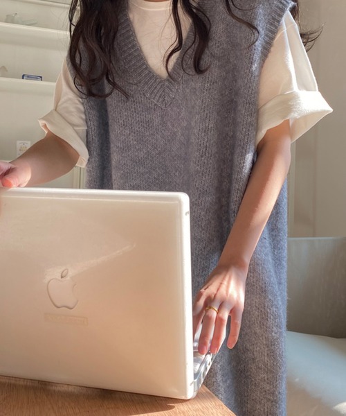 「VitaFelice」 「aroco」ニットワンピース FREE ブラック レディース_画像2