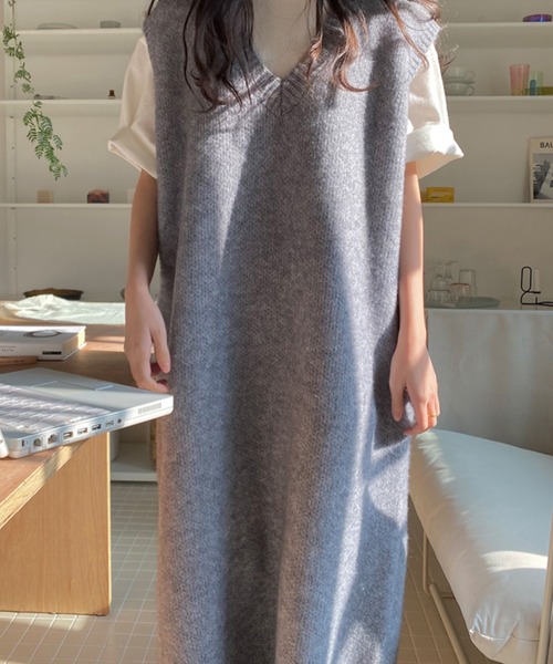 「VitaFelice」 「aroco」ニットワンピース FREE ブラック レディース_画像6