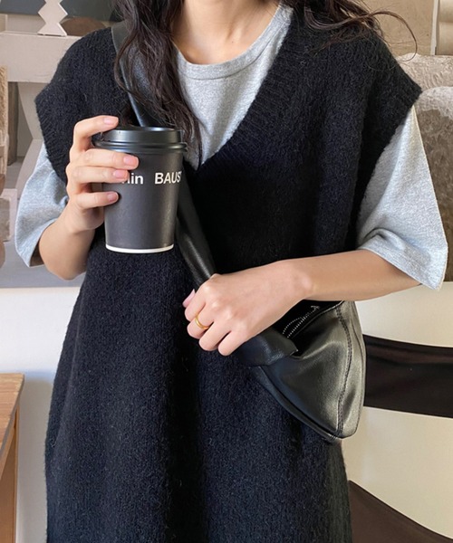 「VitaFelice」 「aroco」ニットワンピース FREE ブラック レディース_画像8