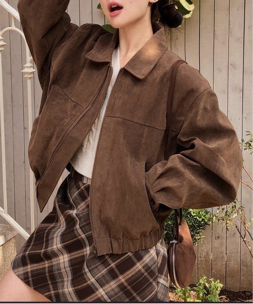 ブルゾン アウター スエードZIPブルゾン 春/韓国 トレンド 26SS レディース | lulufa | 09