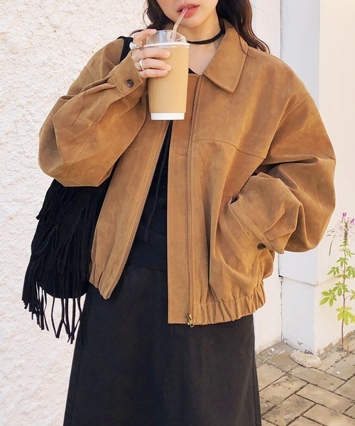 ブルゾン アウター スエードZIPブルゾン 春/韓国 トレンド 26SS レディース | lulufa | 03