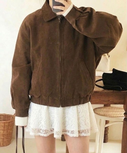ブルゾン アウター スエードZIPブルゾン 春/韓国 トレンド 26SS レディース | lulufa | 08