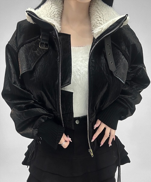 FOLLOWIN（フォロウィン） レザージャケット ライダース ボアカラー