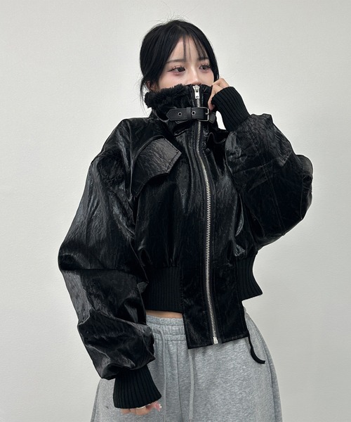 黒 色レザージャケット ショート丈 セール】【累計販売枚数2万枚突破！】2WAYカラーショート丈フェイク