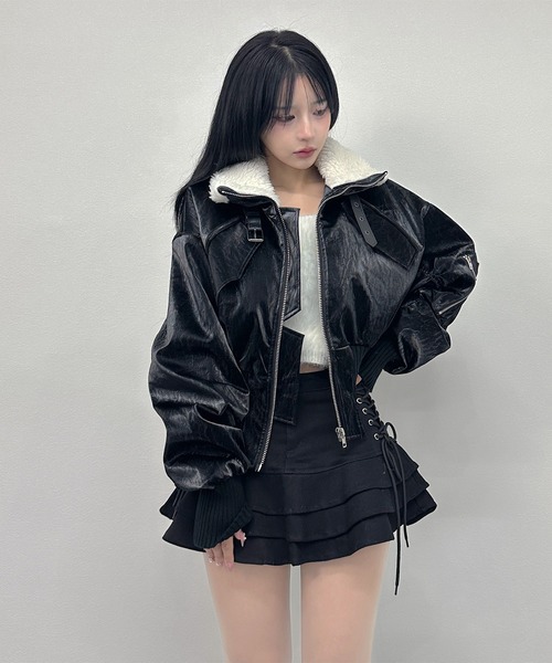 FOLLOWIN（フォロウィン） レザージャケット ライダース ボアカラー