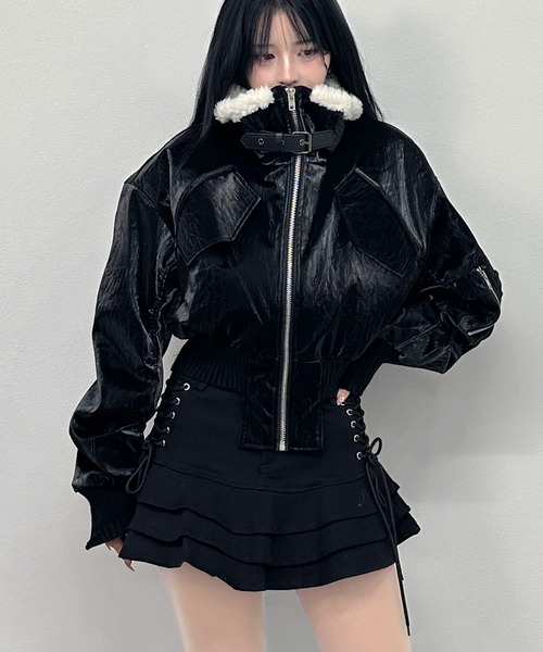 FOLLOWIN（フォロウィン） レザージャケット ライダース ボアカラー