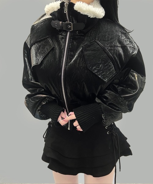 FOLLOWIN（フォロウィン） レザージャケット ライダース ボアカラー