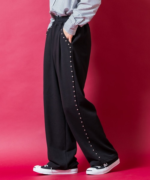スウェットパンツ ジャージ a.p.o.v. ボールスタッズサイドライン
